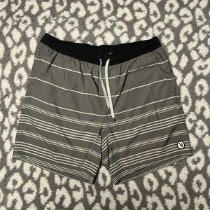 Vuori Men's Charcoal and White Striped Board Shorts XL